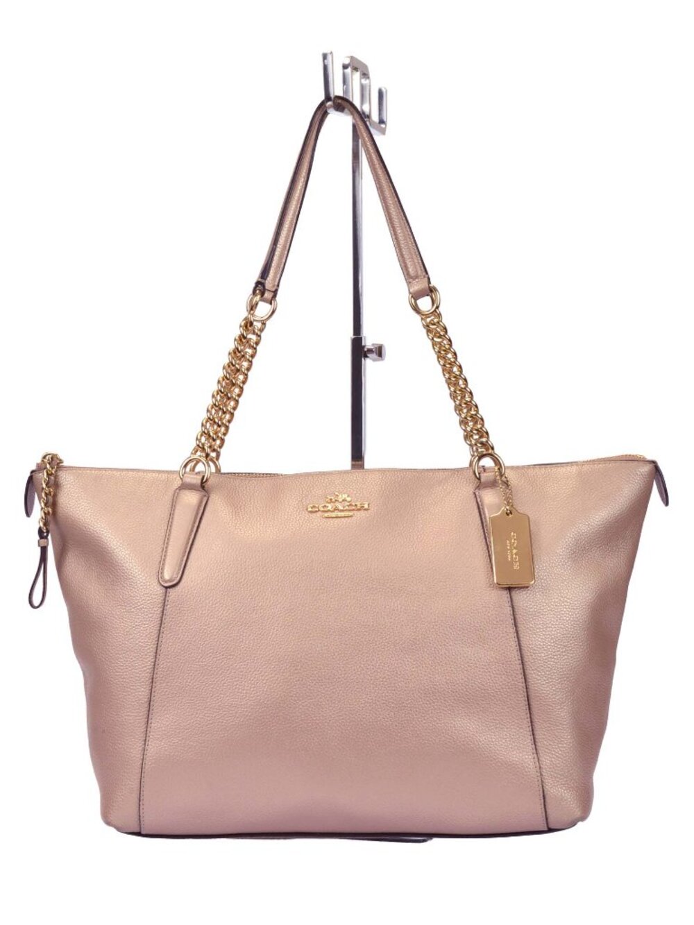 AUTHENTIC COACH F22208 'Ava' Large Tan/Gold Pebbled Leather Tote